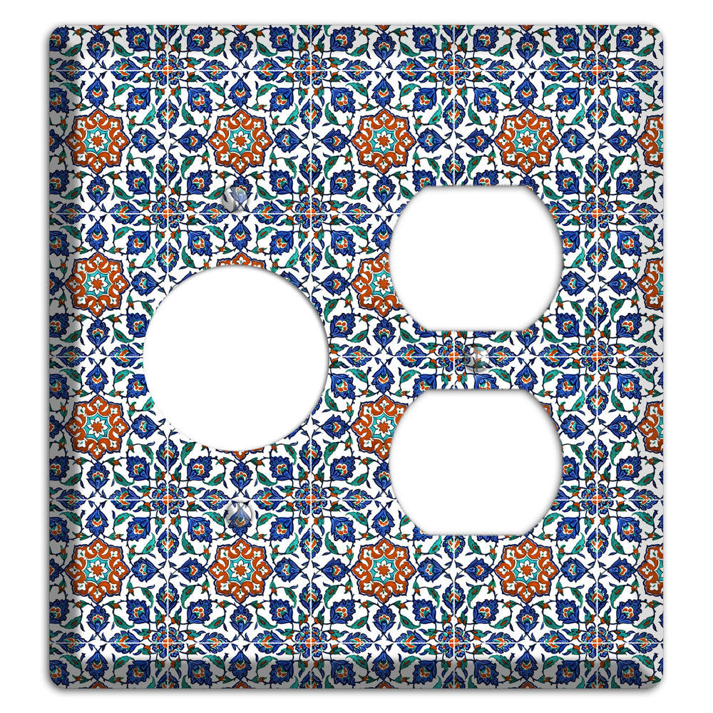 Ornate Floral Tile Receptacle / Duplex Wallplate