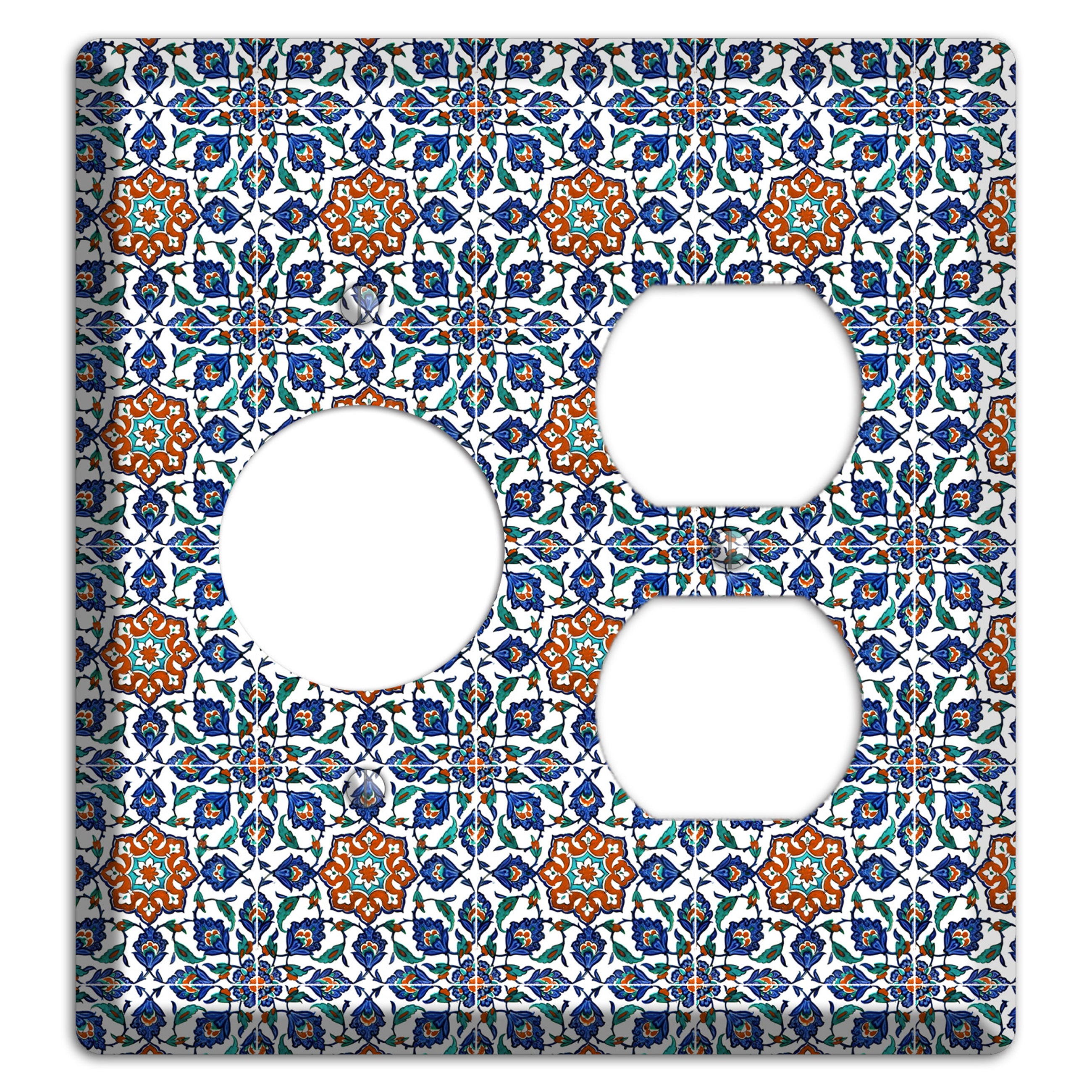 Ornate Floral Tile Receptacle / Duplex Wallplate