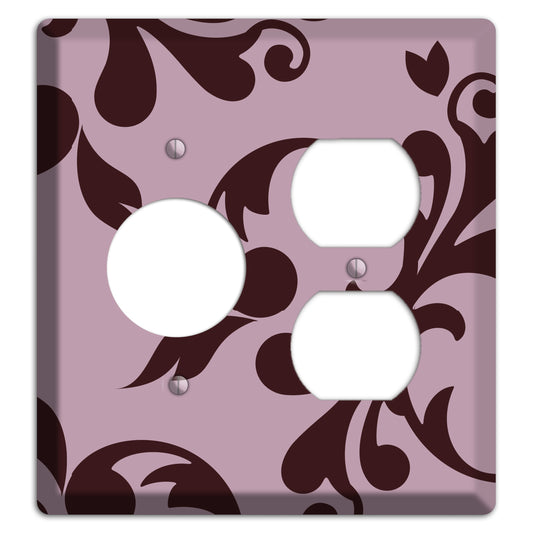 Dusty Rose and Burgundy Toile Receptacle / Duplex Wallplate