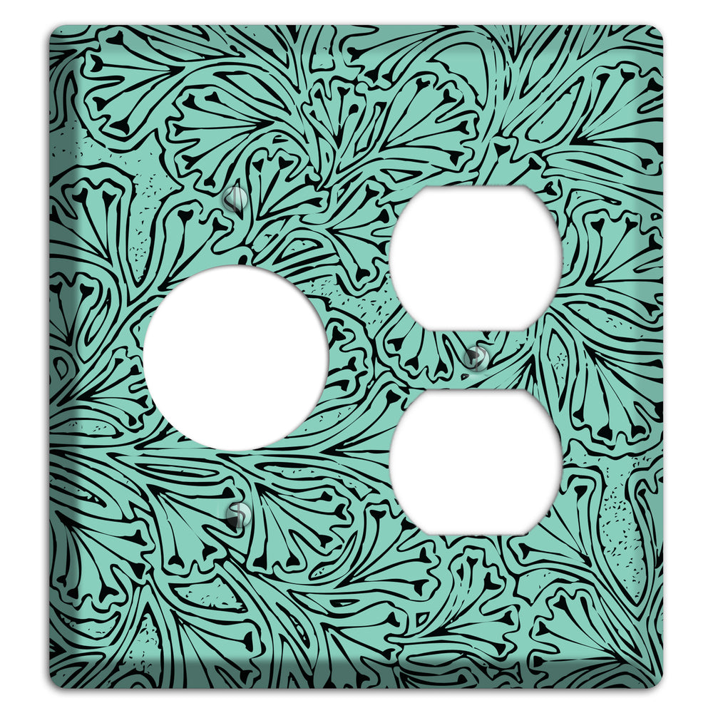 Deco Olive Interlocking Floral Receptacle / Duplex Wallplate