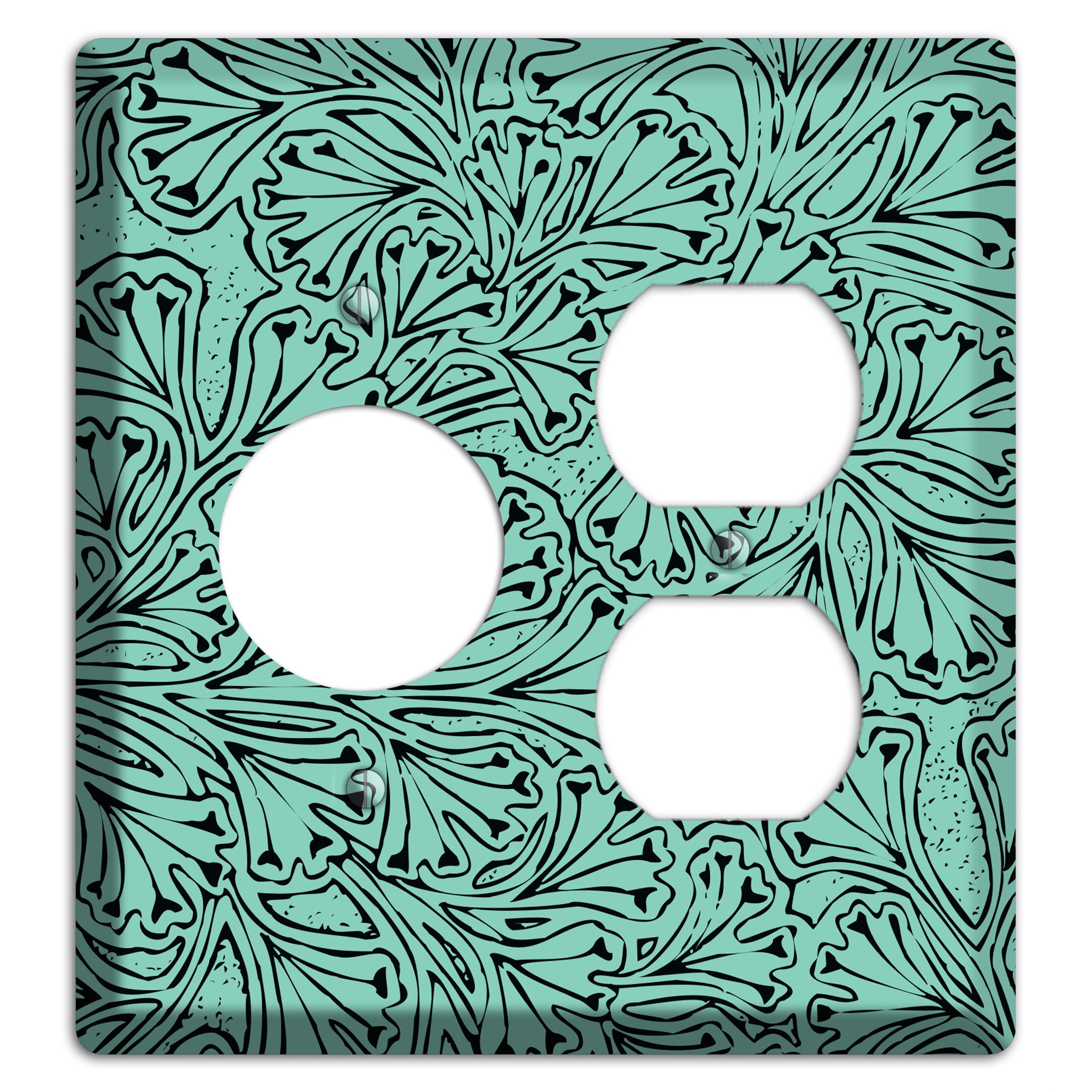 Deco Olive Interlocking Floral Receptacle / Duplex Wallplate