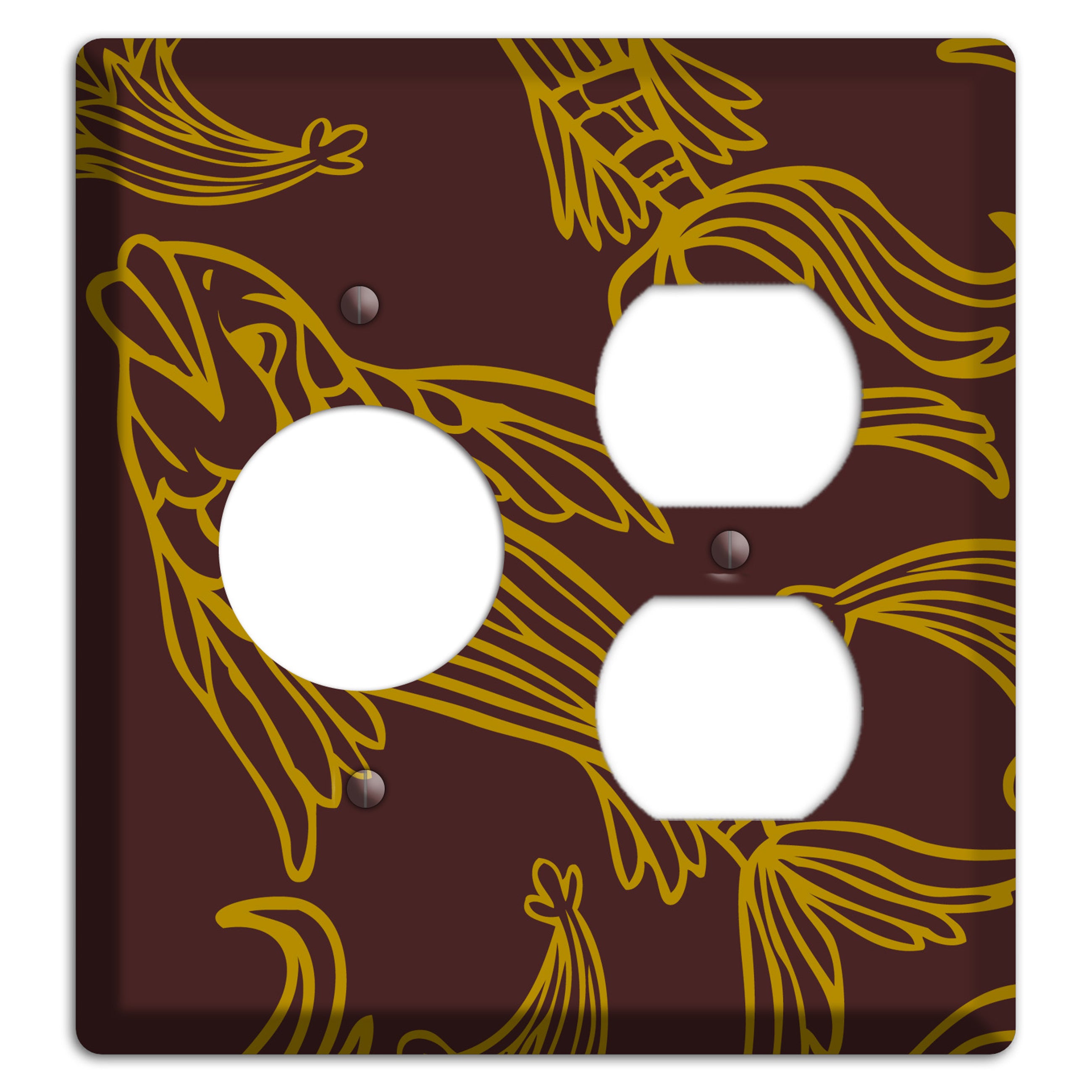 Brown and Beige Koi Receptacle / Duplex Wallplate
