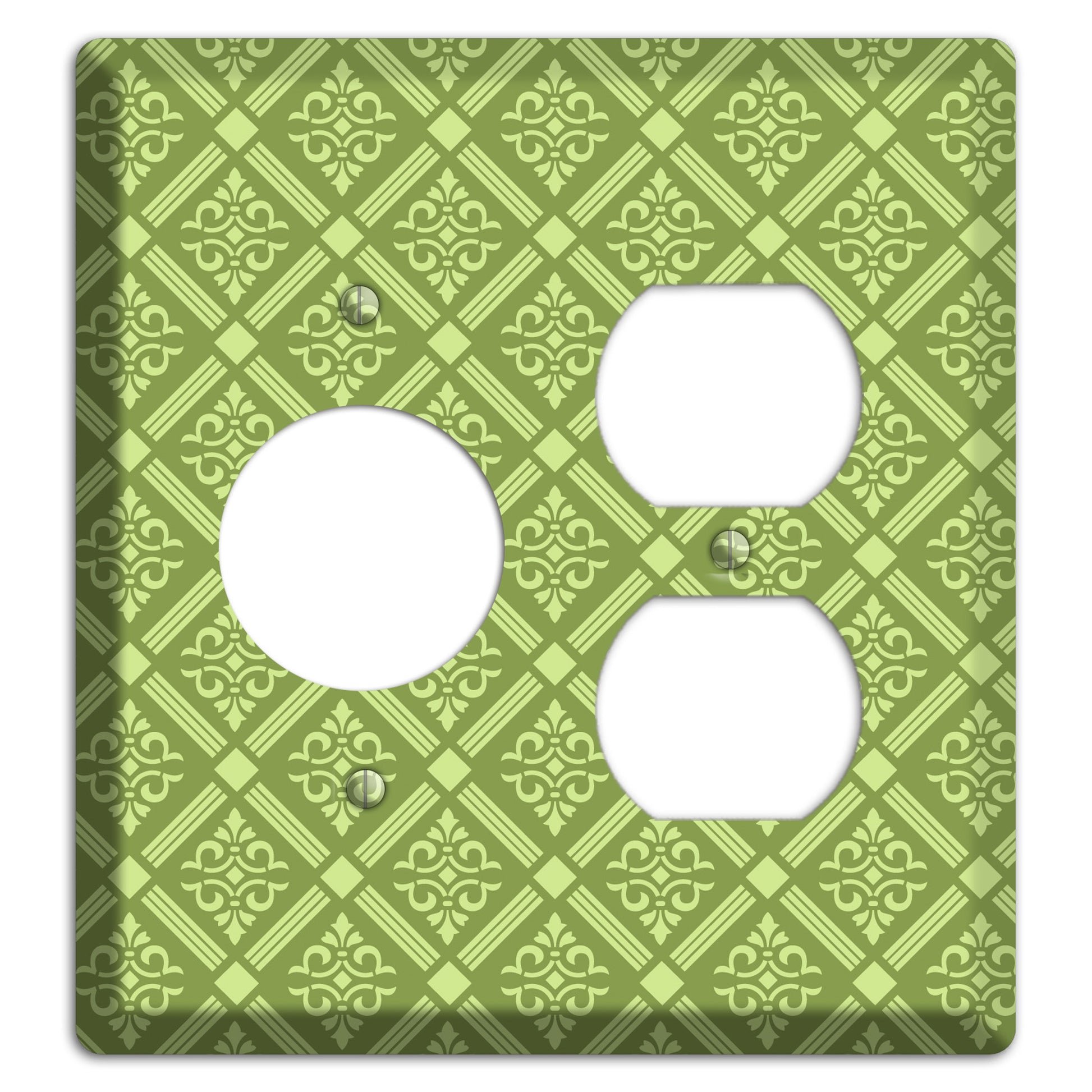 Green Damask diamonds Receptacle / Duplex Wallplate