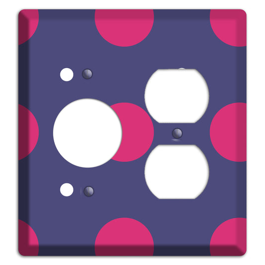 Purple with Purple and White Multi Tiled Medium Dots Receptacle / Duplex Wallplate