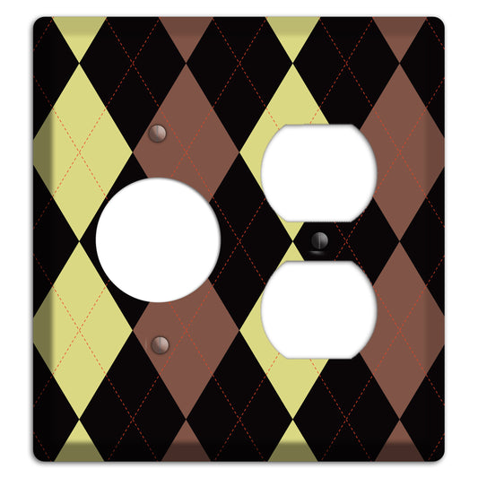 Yellow and Brown Argyle Receptacle / Duplex Wallplate