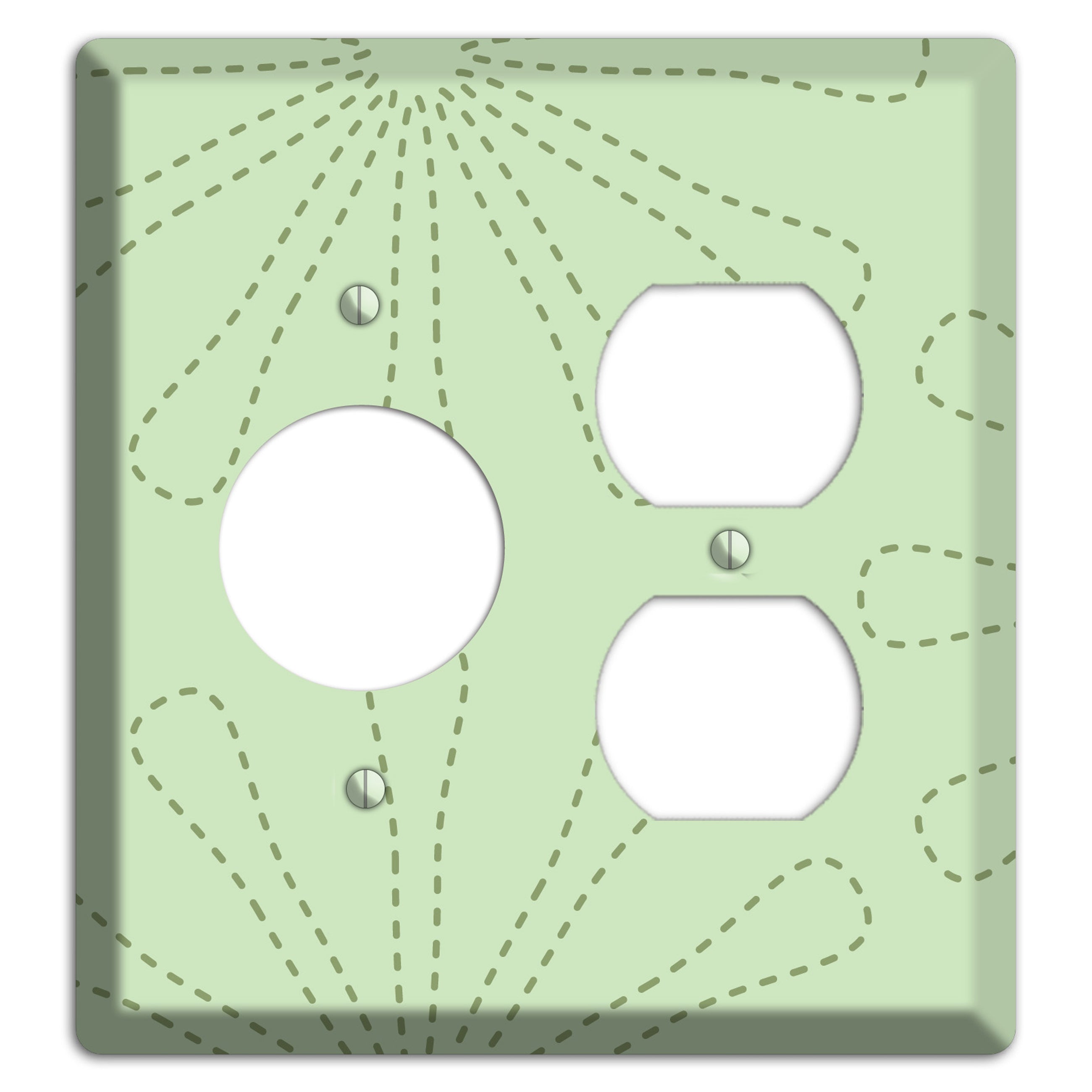 Sage Retro Stipple Floral Contour Receptacle / Duplex Wallplate