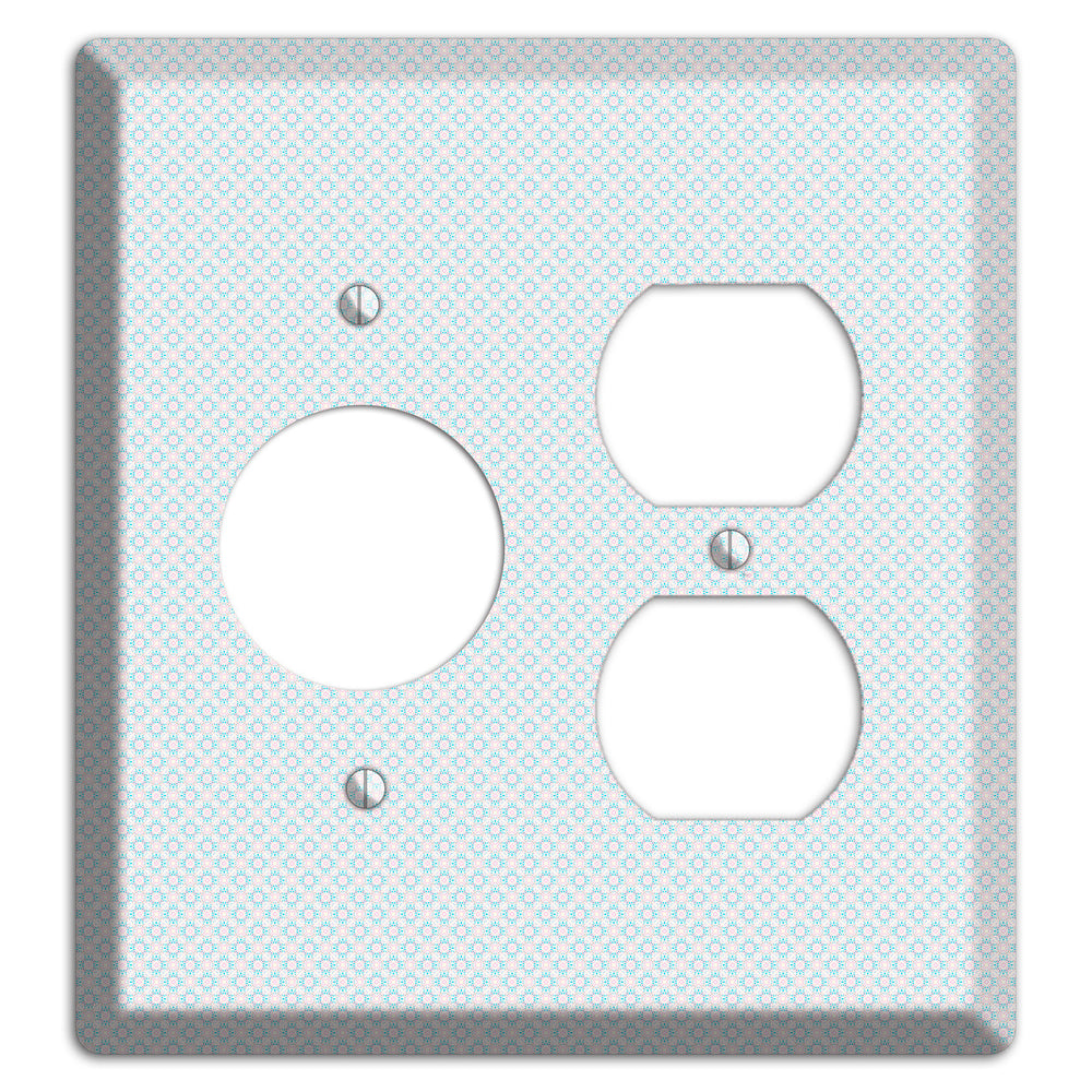 White with Light Blue Tiny Arabesque Receptacle / Duplex Wallplate