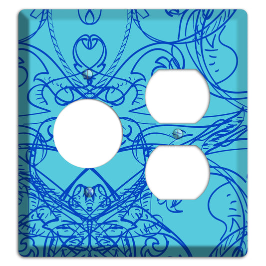 Turquoise Deco Sketch Receptacle / Duplex Wallplate