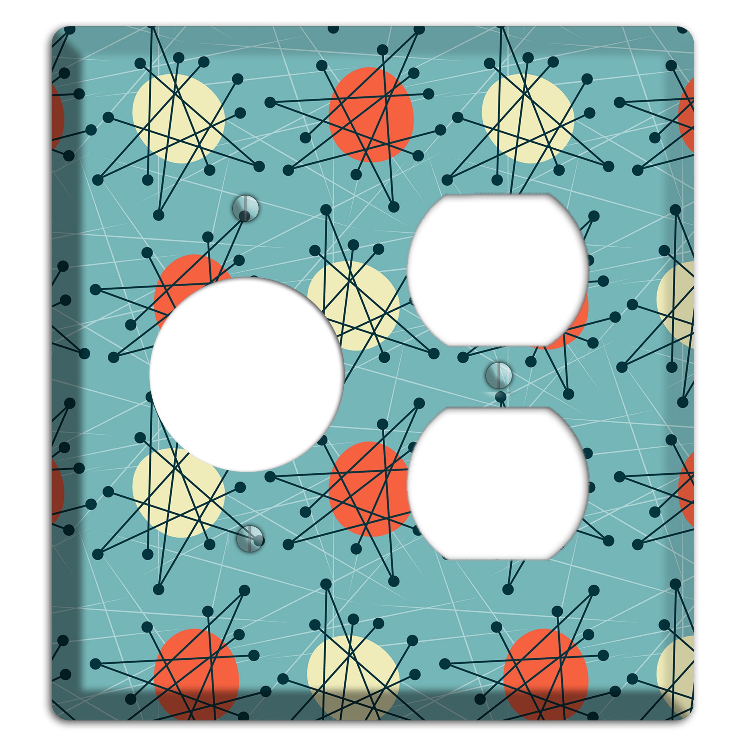 Orange And Yellow Atomic Burst Receptacle / Duplex Wallplate