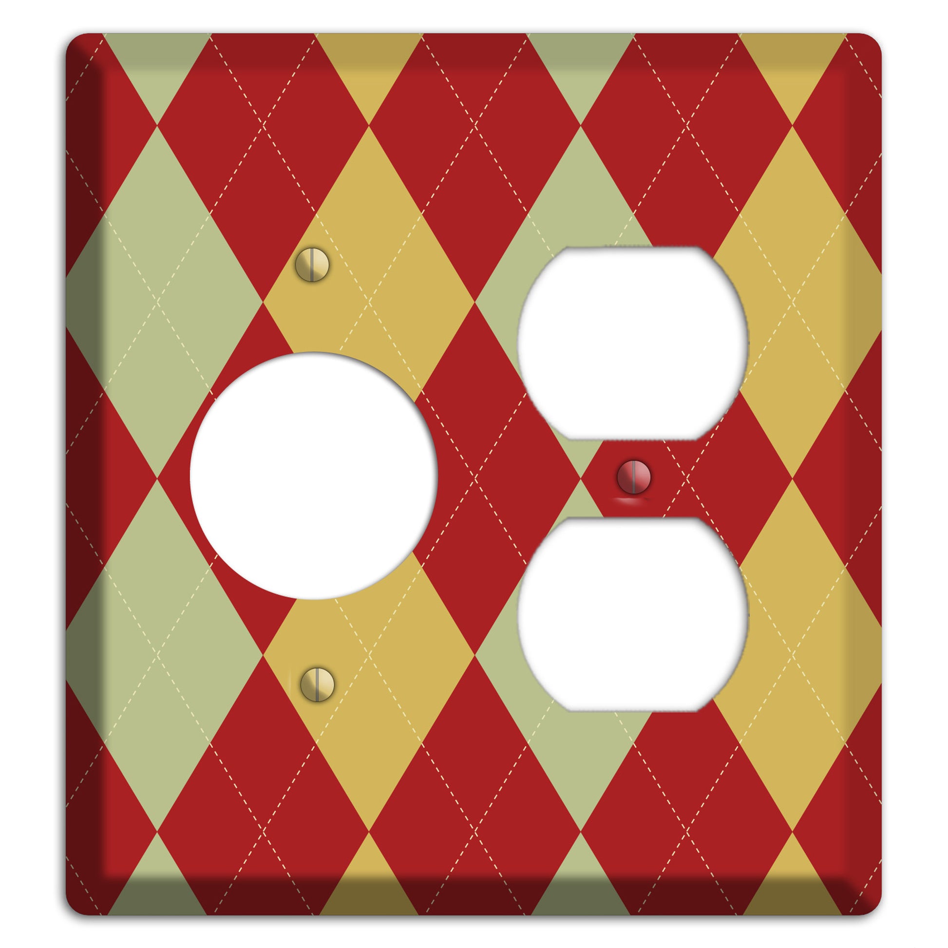 Burnt Orange and Light Green Argyle Receptacle / Duplex Wallplate