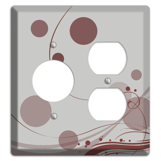 Grey with Maroon Dots and Swirls Receptacle / Duplex Wallplate