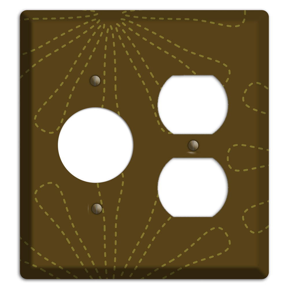 Brown Retro Stipple Floral Contour Receptacle / Duplex Wallplate