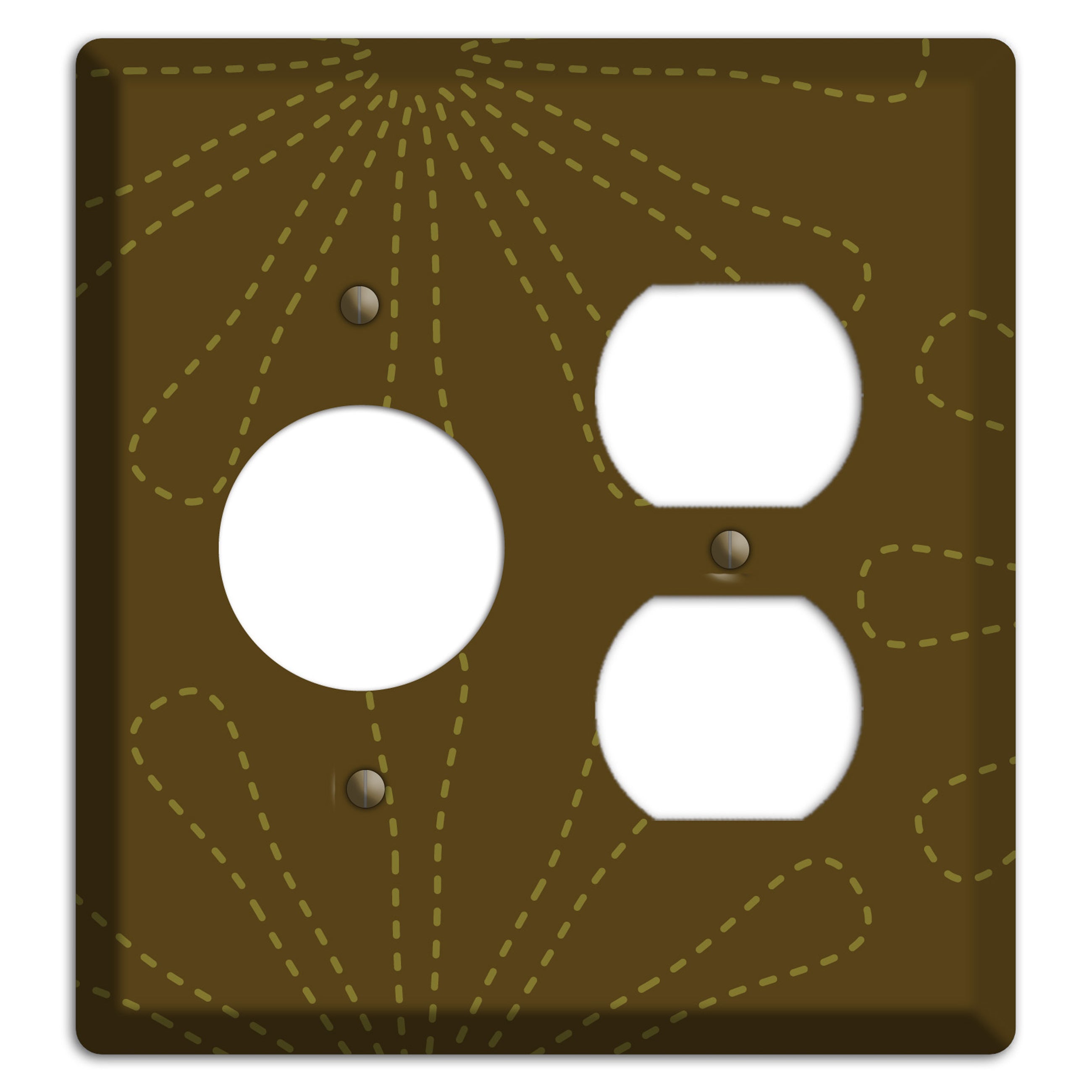 Brown Retro Stipple Floral Contour Receptacle / Duplex Wallplate