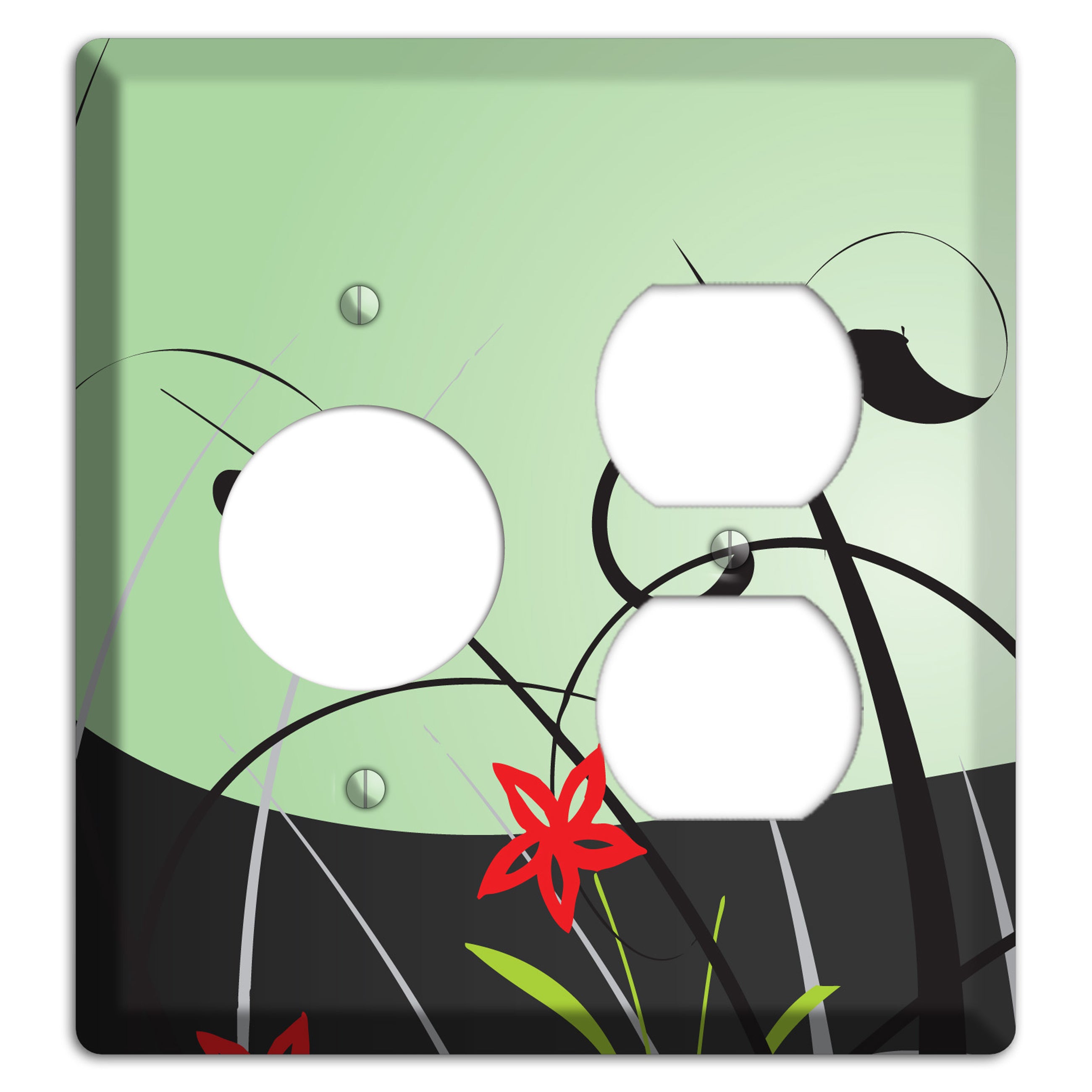 Mint Green Floral Sprig Receptacle / Duplex Wallplate