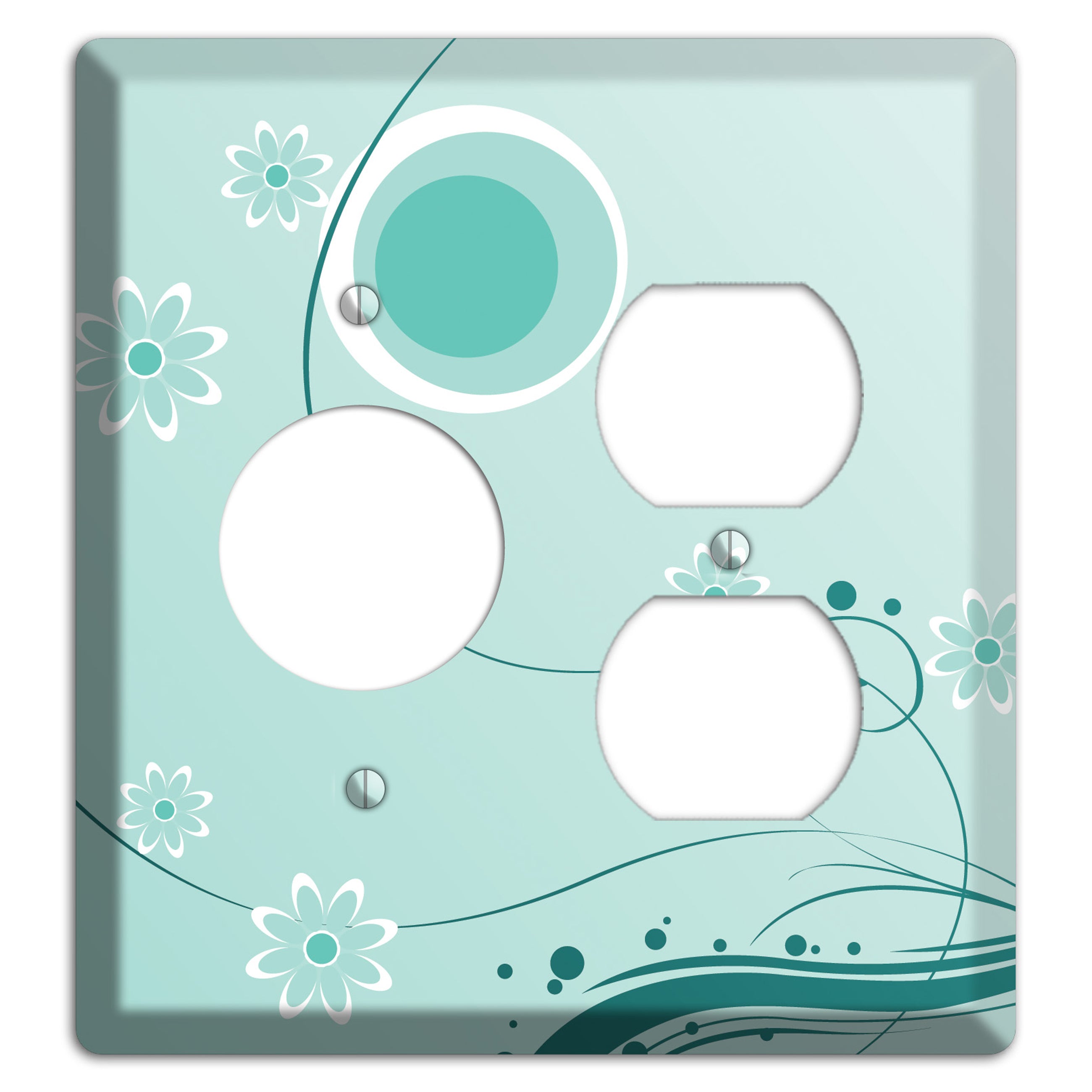Light Green Floral Receptacle / Duplex Wallplate