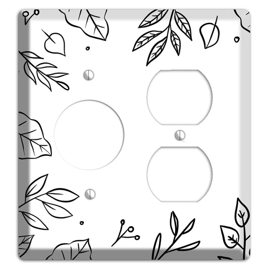 Hand-Drawn Floral 33 Receptacle / Duplex Wallplate