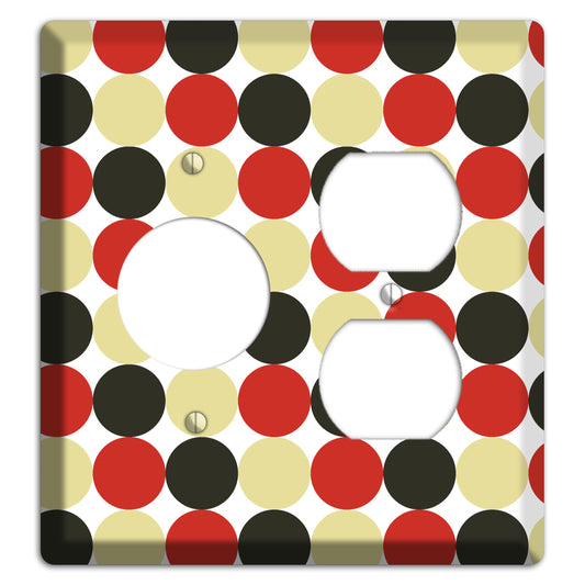 Beige Red Black Tiled Dots Receptacle / Duplex Wallplate