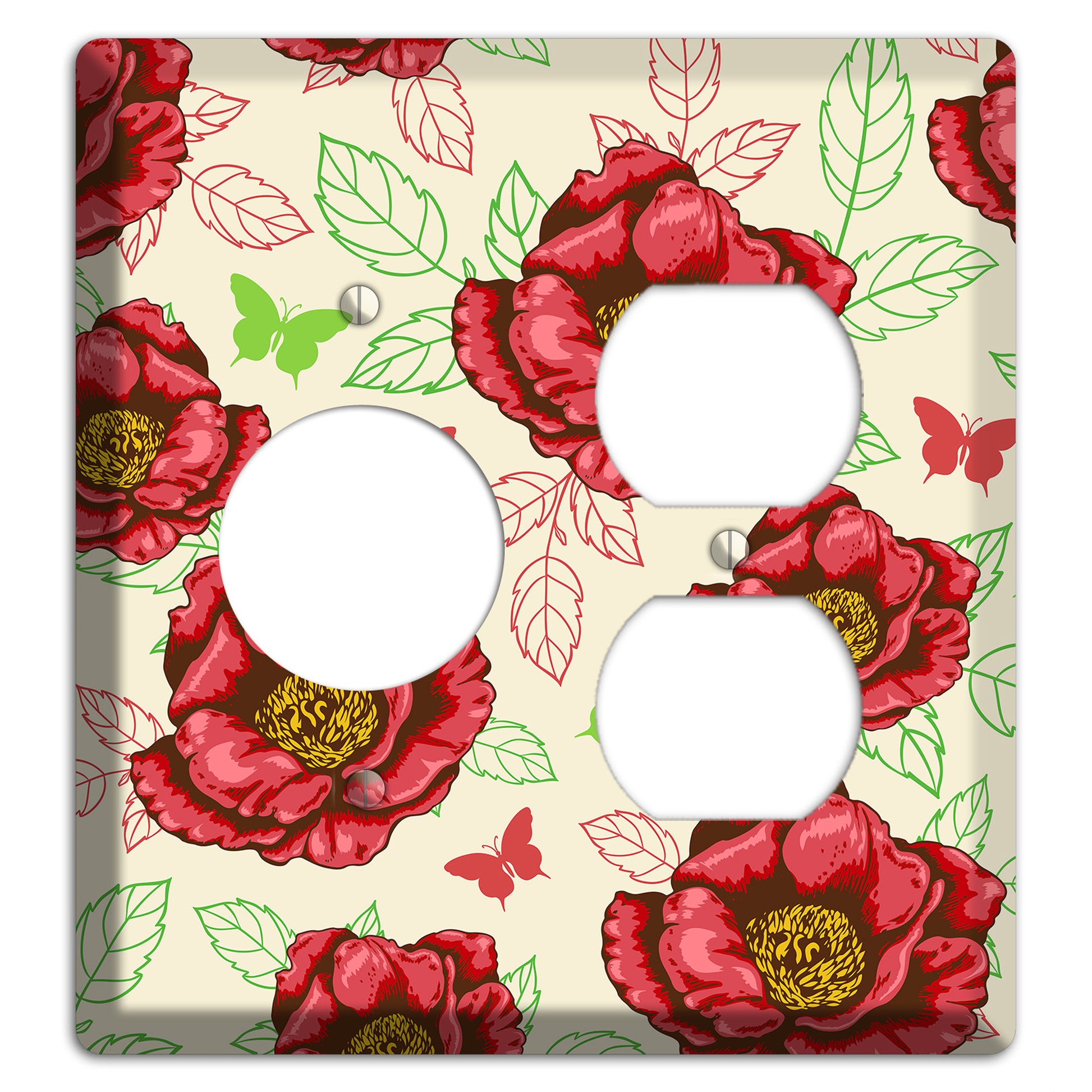 Red Peony Style B Receptacle / Duplex Wallplate