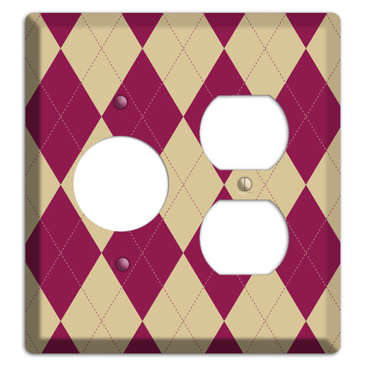 Red and Tan Argyle Receptacle / Duplex Wallplate