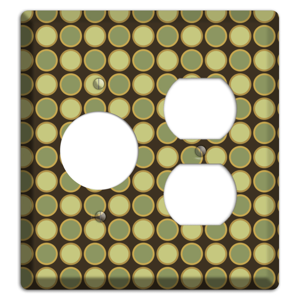 Dark Grey with Multi Olive Tiled Dots Receptacle / Duplex Wallplate