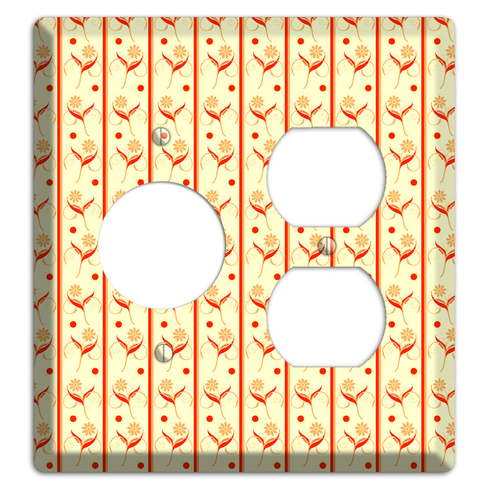 Yellow Floral Pattern Receptacle / Duplex Wallplate