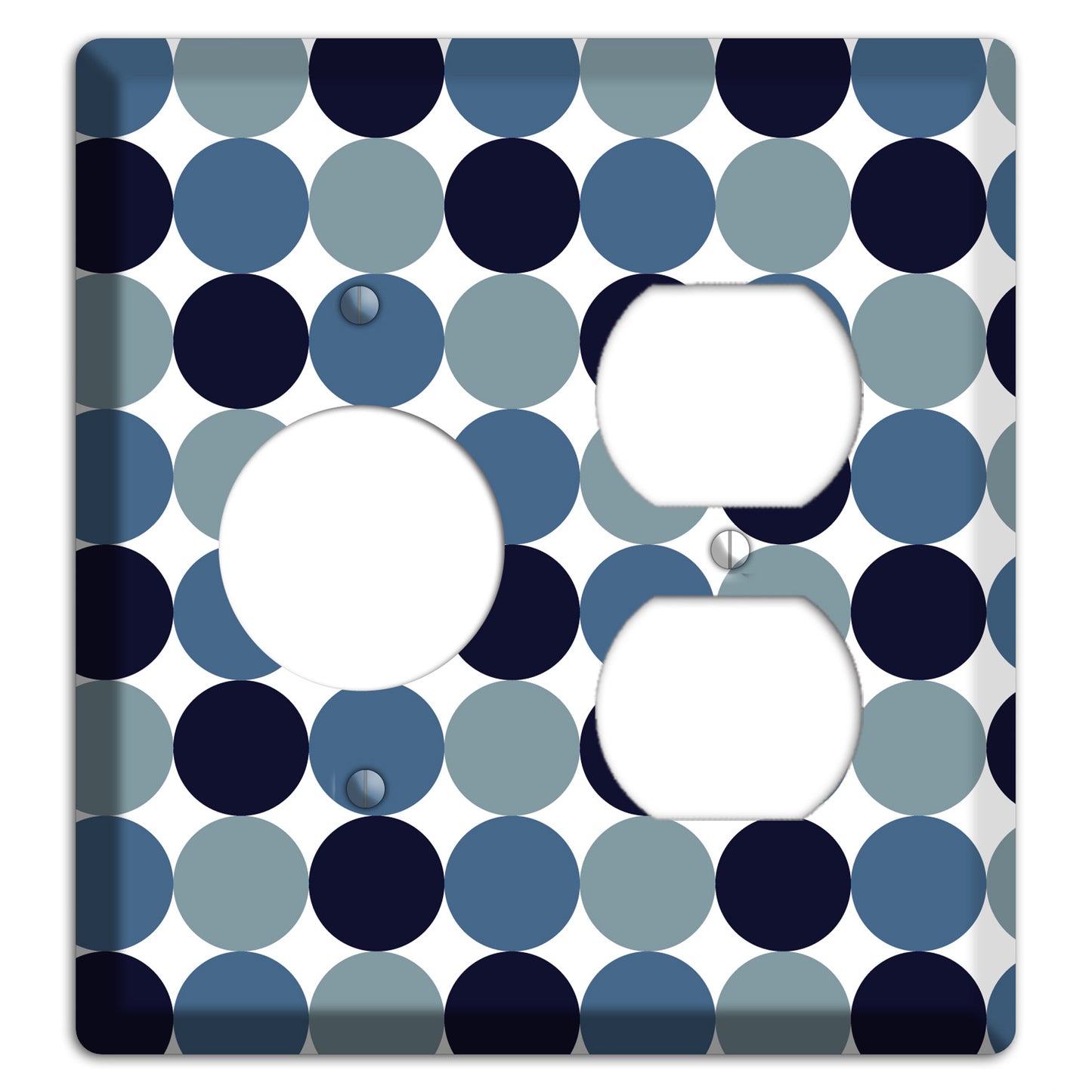 Multi Dusty Blue Tiled Dots Receptacle / Duplex Wallplate