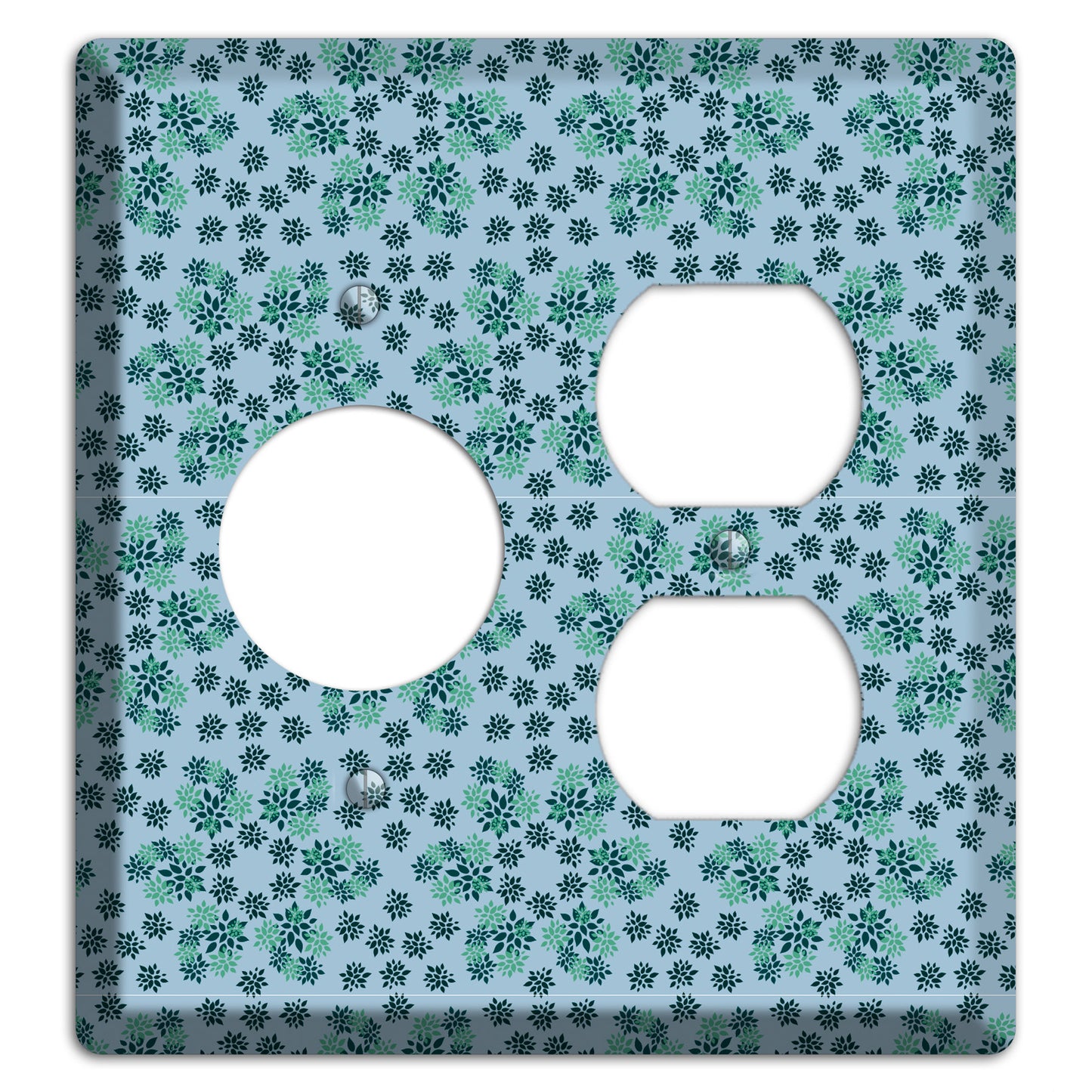 Blue with Multi Green Calico Receptacle / Duplex Wallplate