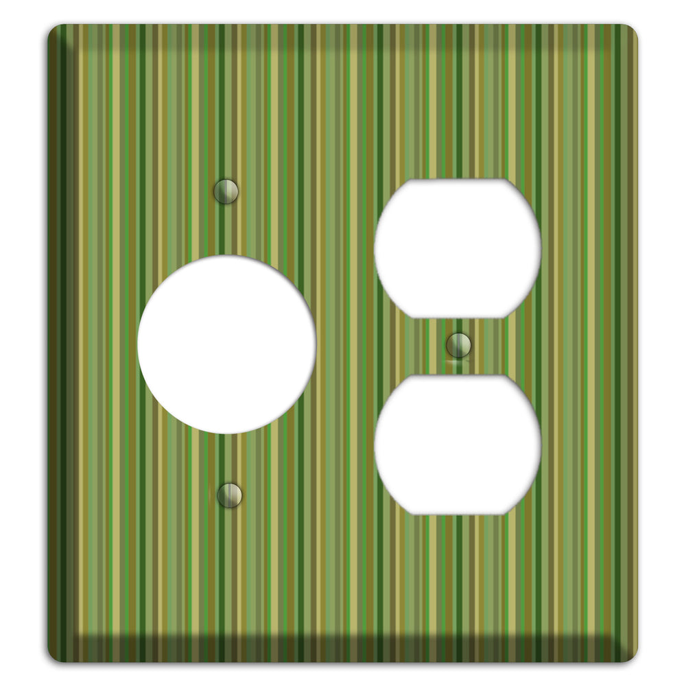Multi Green Vertical Stripes Receptacle / Duplex Wallplate