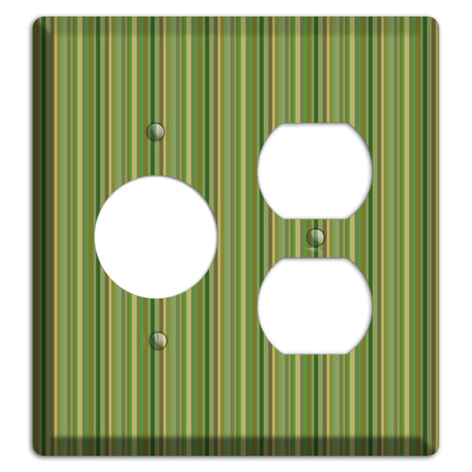 Multi Green Vertical Stripes Receptacle / Duplex Wallplate