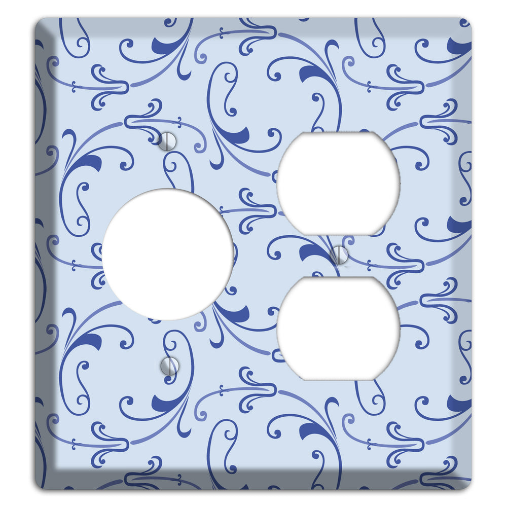 Light Blue Victorian Sprig Receptacle / Duplex Wallplate