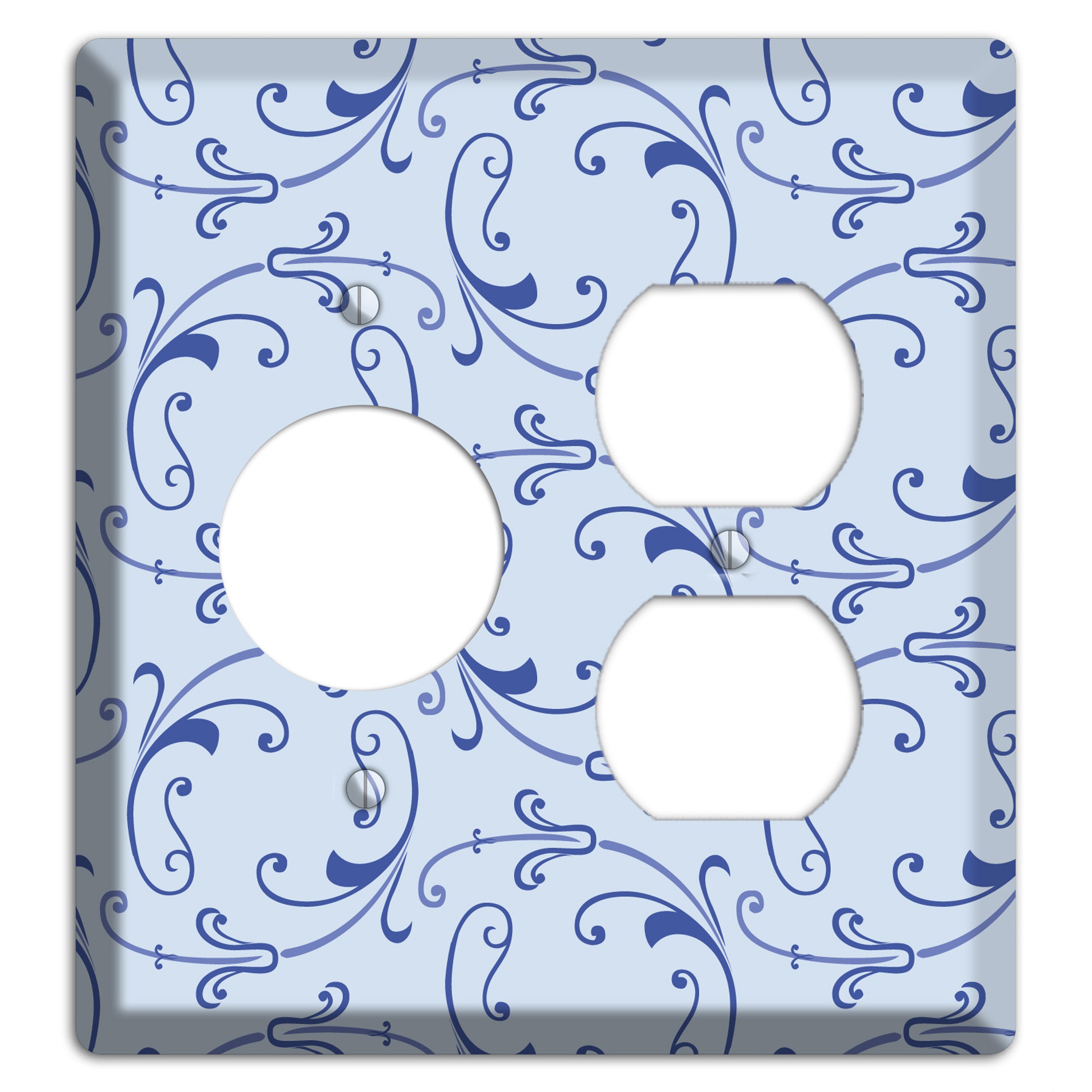 Light Blue Victorian Sprig Receptacle / Duplex Wallplate