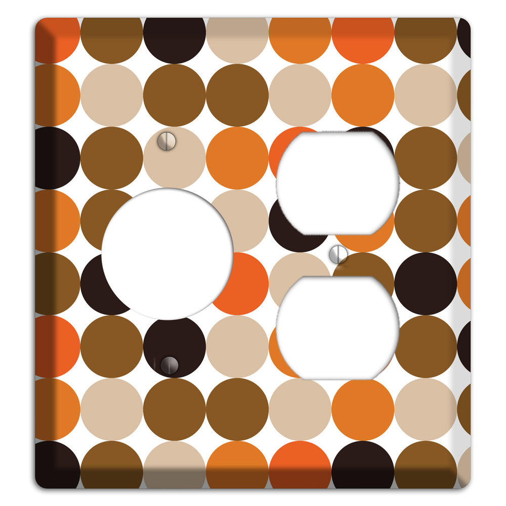 Orange Brown Black Beige Tiled Dots Receptacle / Duplex Wallplate