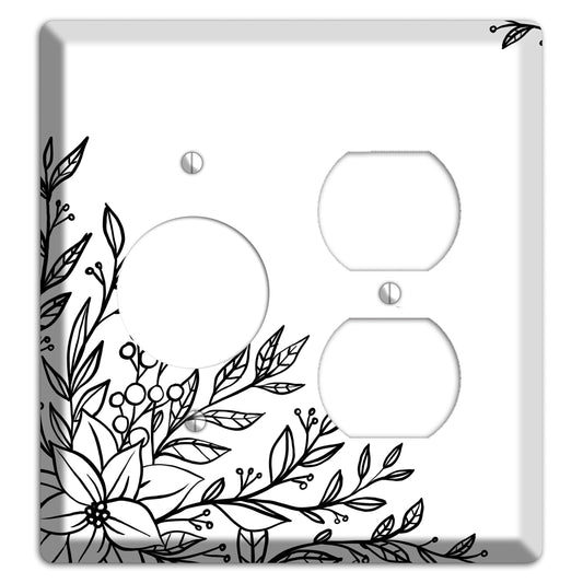 Hand-Drawn Floral 7 Receptacle / Duplex Wallplate