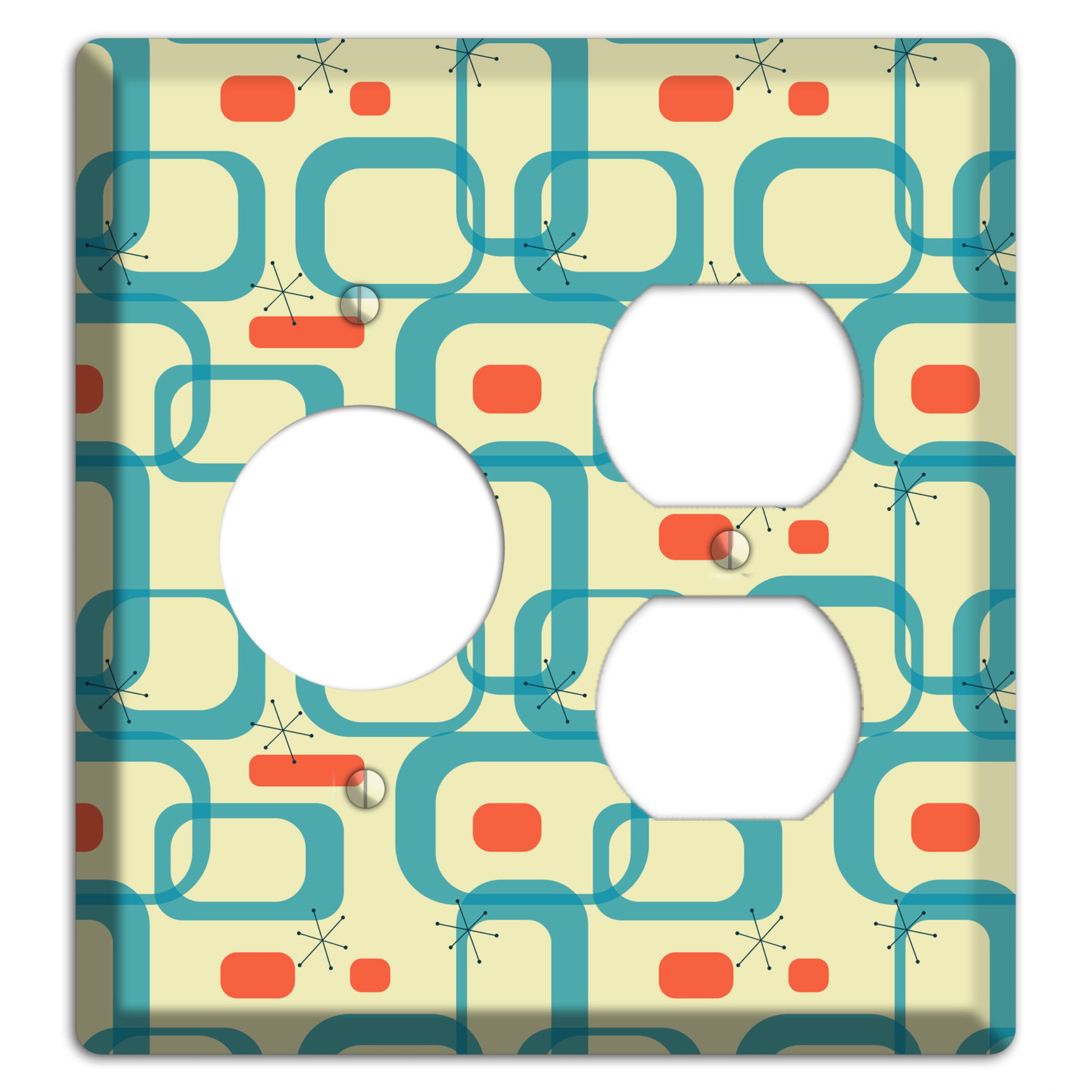 Blue and Yellow Oval Receptacle / Duplex Wallplate