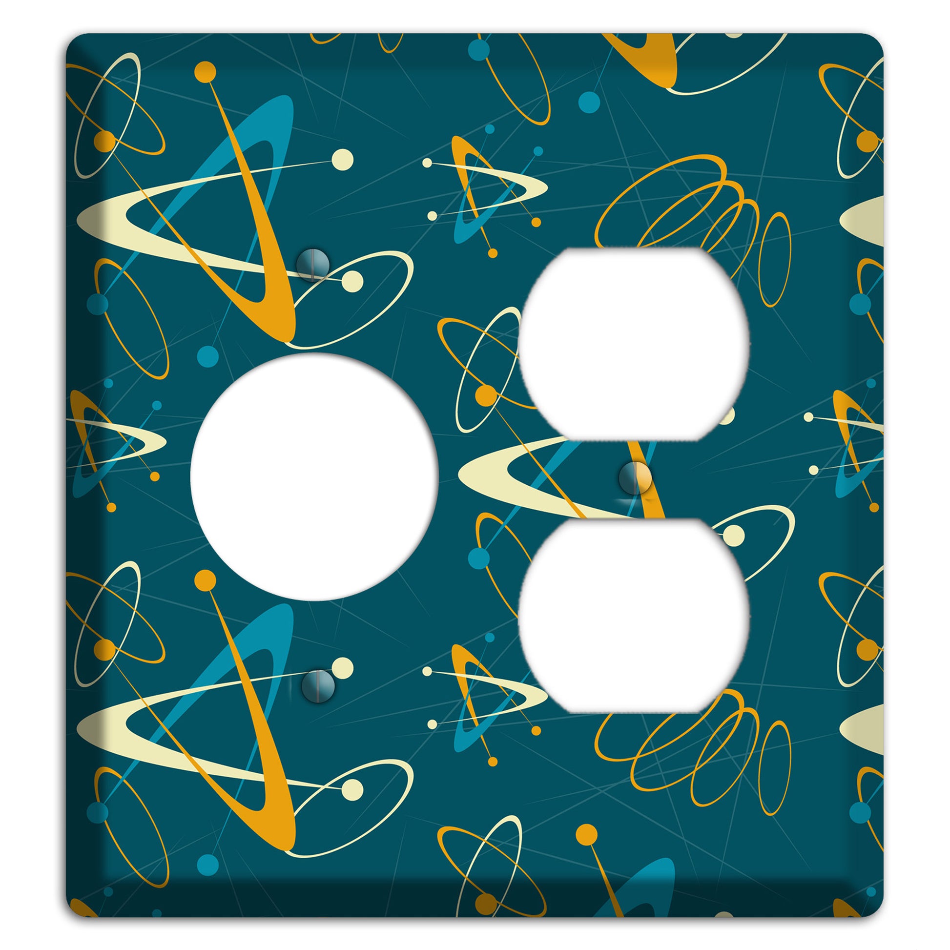 Mustard and Blue Atomic Receptacle / Duplex Wallplate