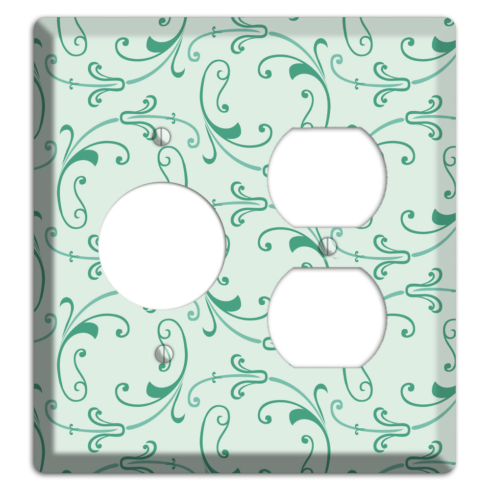 Aqua Victorian Sprig Receptacle / Duplex Wallplate