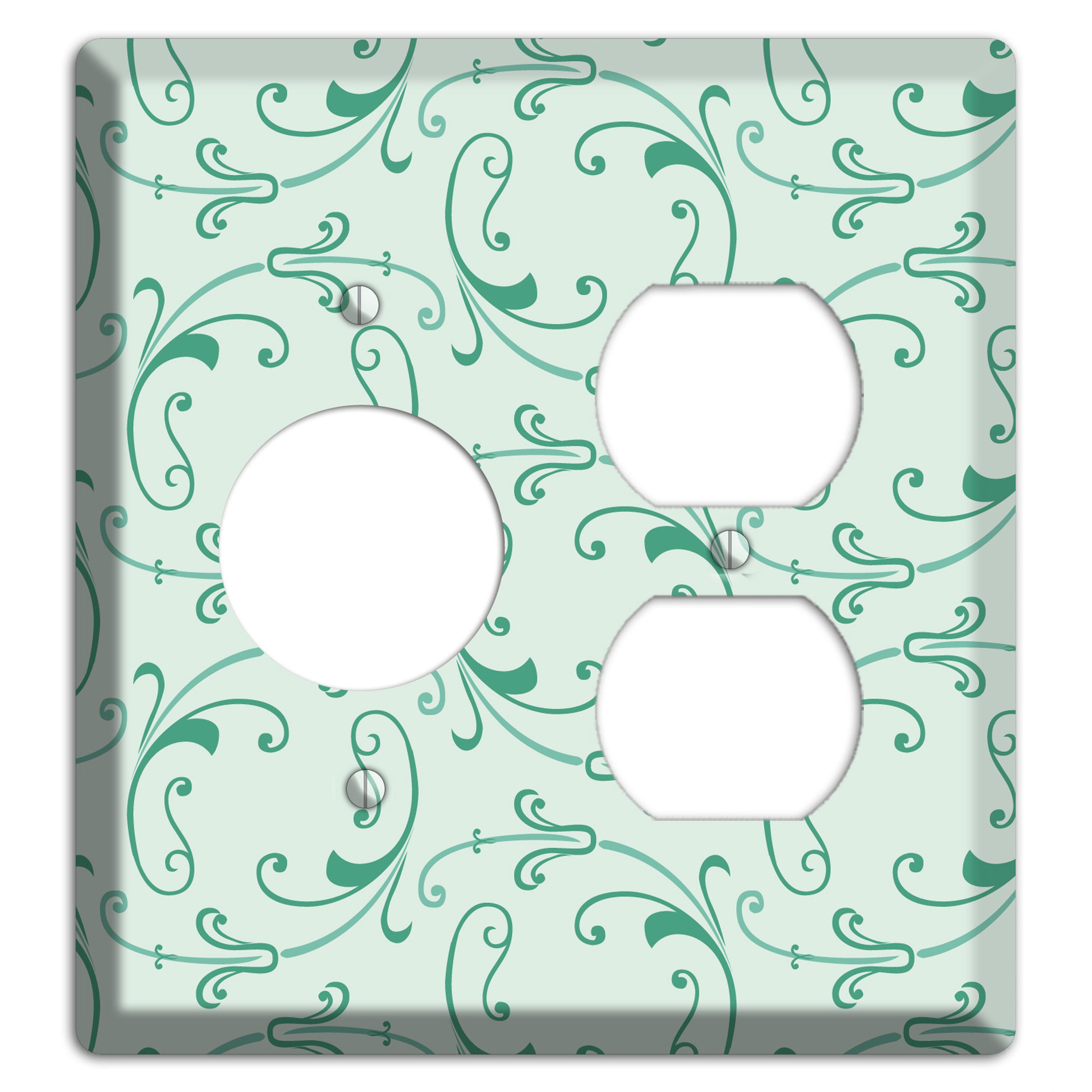 Aqua Victorian Sprig Receptacle / Duplex Wallplate