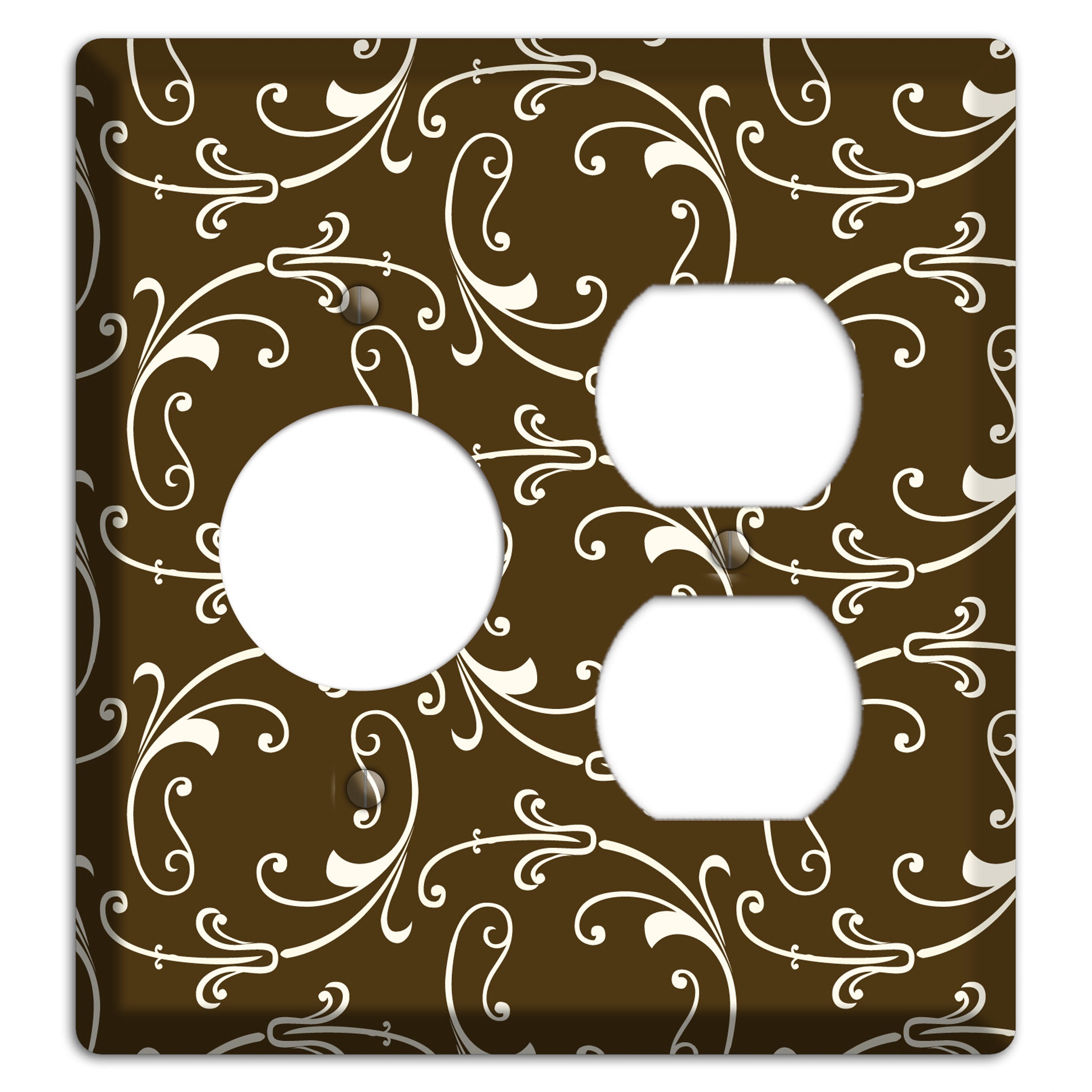 Brown Victorian Sprig Receptacle / Duplex Wallplate