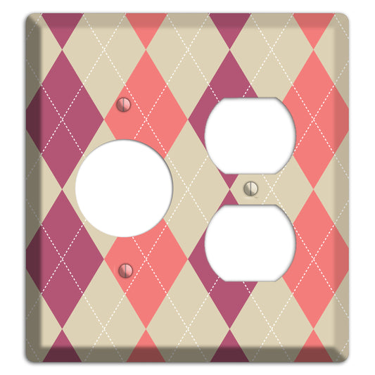 Pink and Tan Argyle Receptacle / Duplex Wallplate