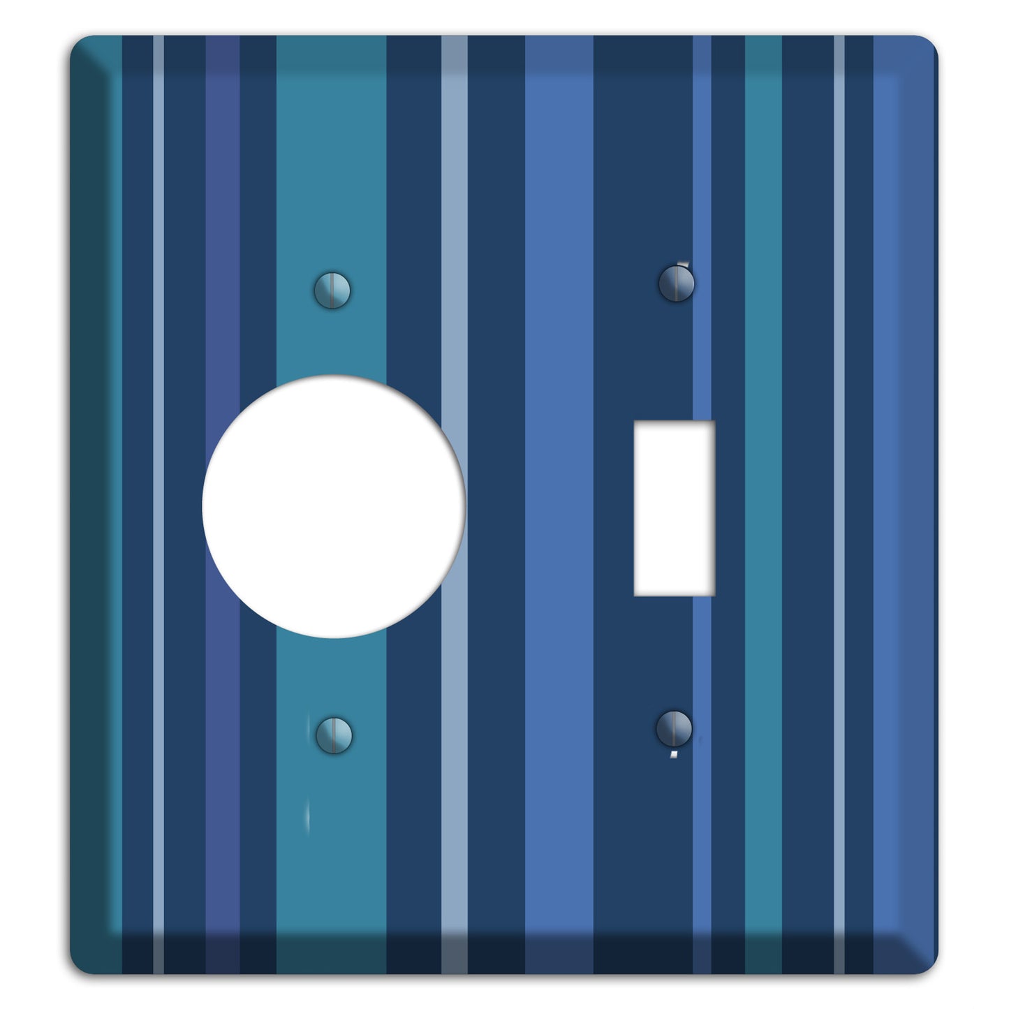 Multi Blue Vertical Stripes Receptacle / Toggle Wallplate