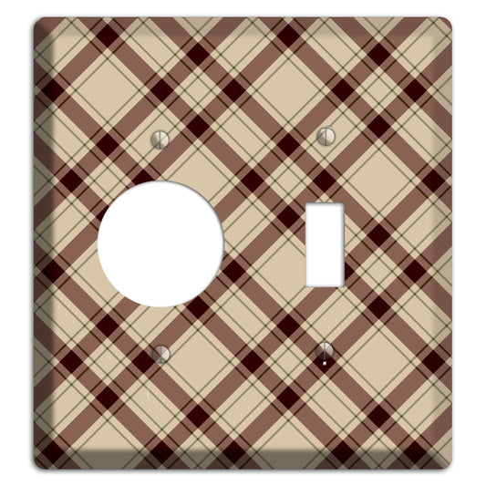 Beige and Brown Plaid Receptacle / Toggle Wallplate