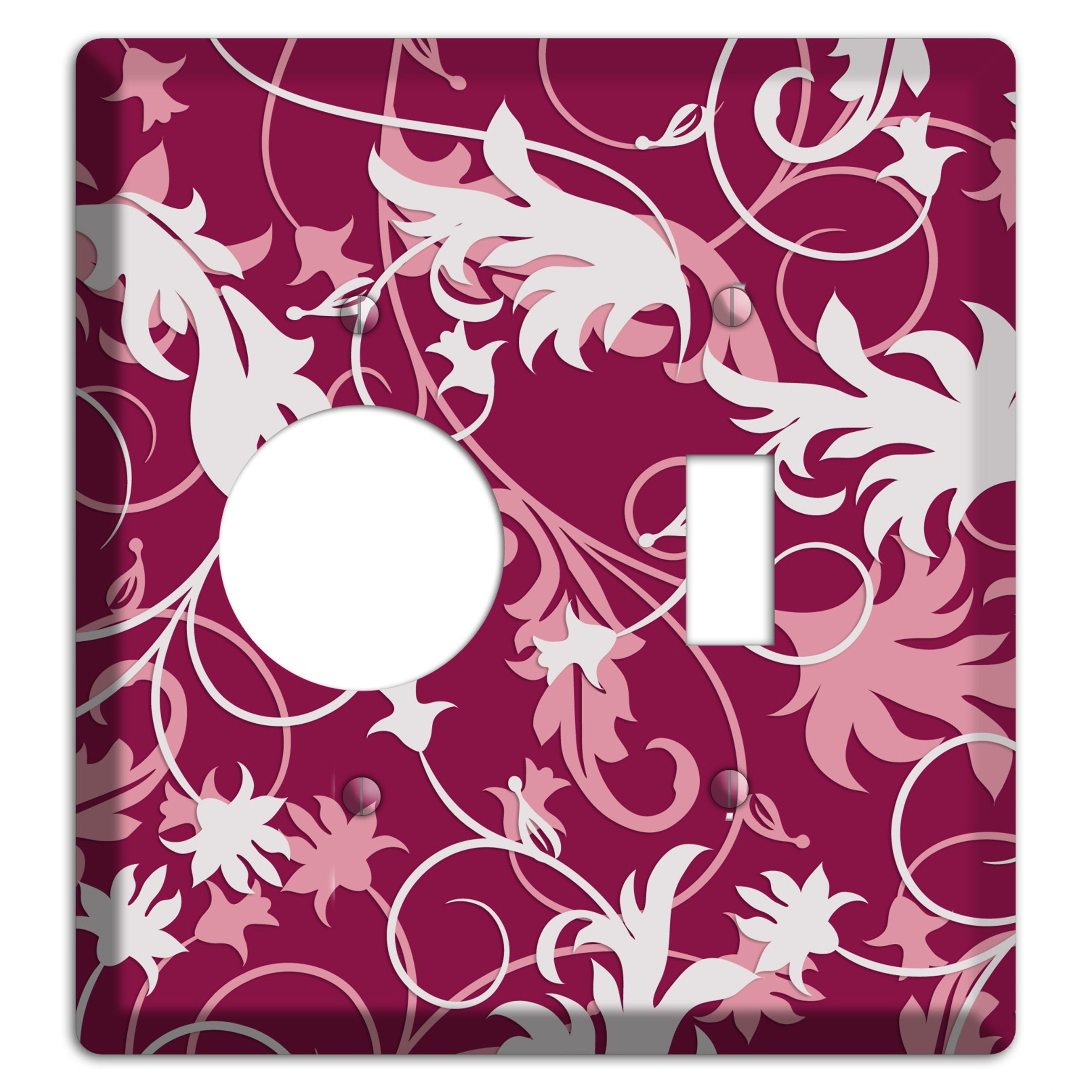 Fuschia and Pink Victorian Sprig Receptacle / Toggle Wallplate