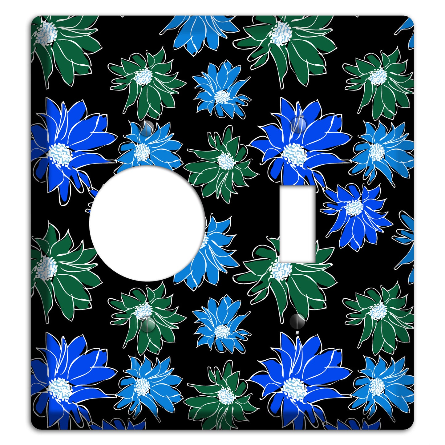 Blue and Green Flowers Receptacle / Toggle Wallplate