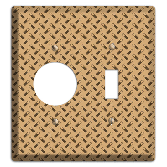 Beige with Brown Motif Receptacle / Toggle Wallplate
