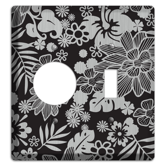 Black with Stainless Tropical Receptacle / Toggle Wallplate