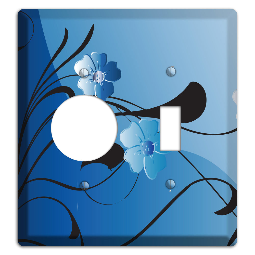 Blue Floral Sprig Receptacle / Toggle Wallplate