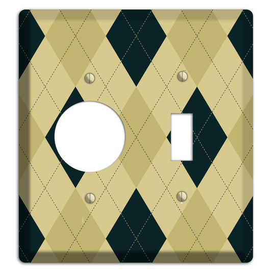 Beige and Yellow Argyle Receptacle / Toggle Wallplate
