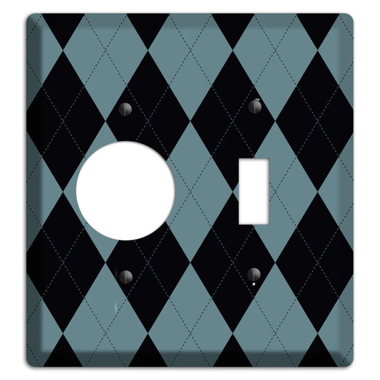 Blue and Black Argyle Receptacle / Toggle Wallplate