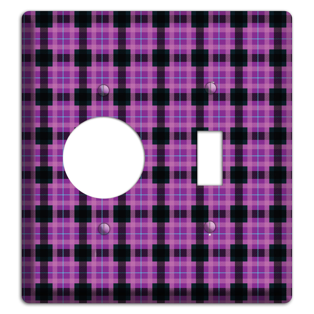 Purple and Black Plaid Receptacle / Toggle Wallplate