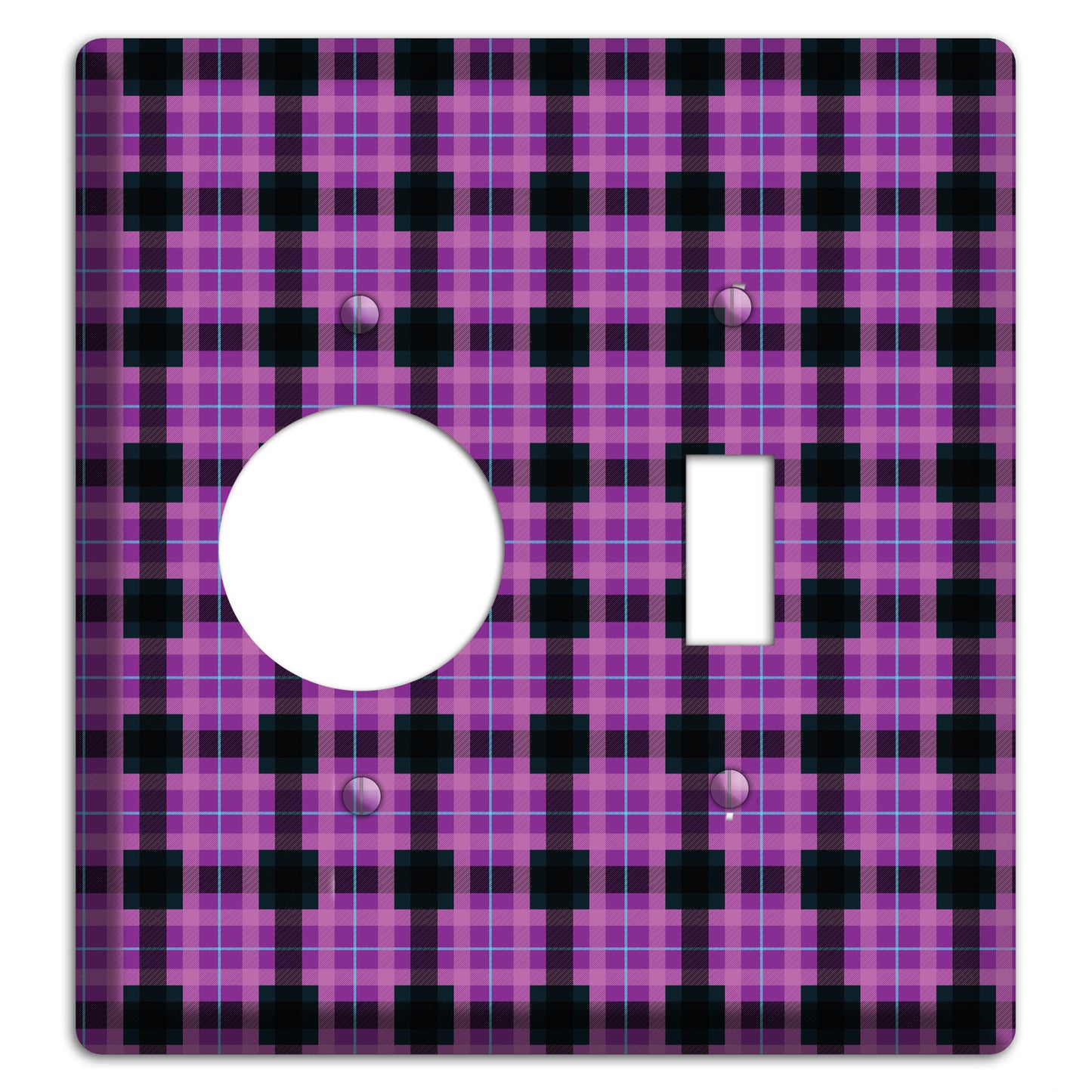 Purple and Black Plaid Receptacle / Toggle Wallplate